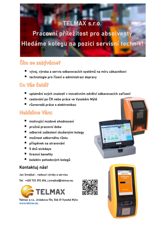 TELMAX s.r.o. - Pracovní příležitost pro absolventy